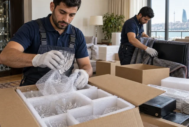 Əşya paketləmə zamanı şüşə və elektronikanın qoruyucu materiallarla hazırlanması