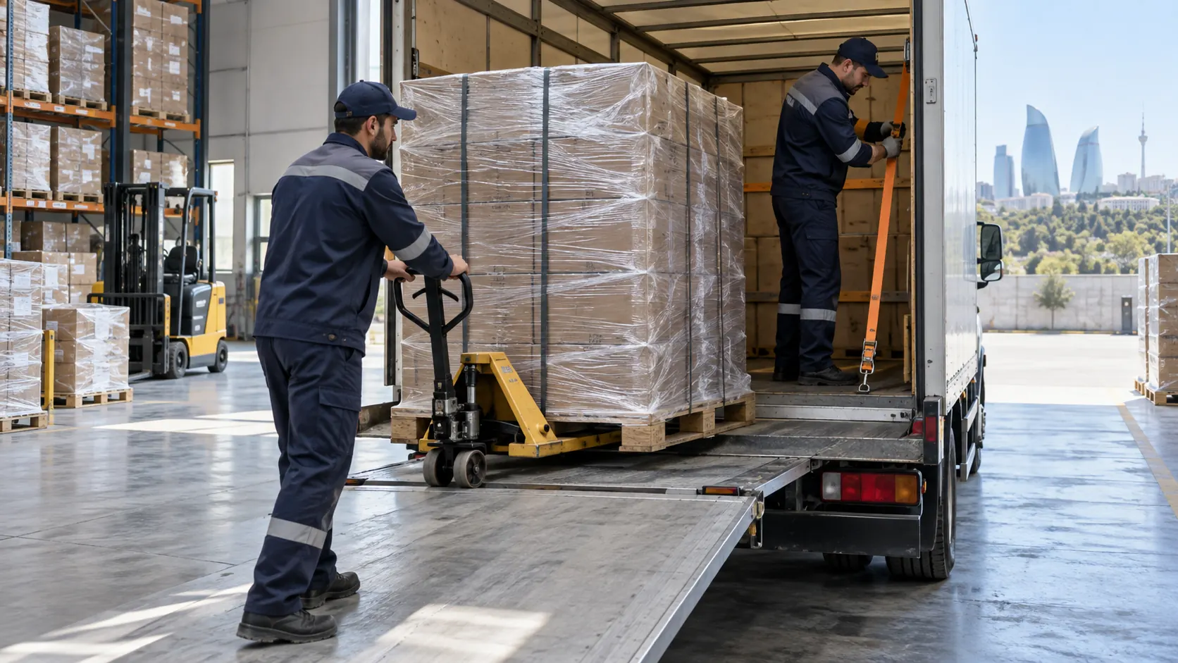 Pallet cargo transport and secure loading guide 2 Pallet cargo transport with secured pallets in a truck